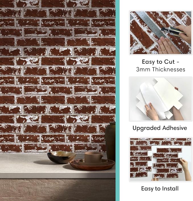 Commomy 3D Peel and Stick Brick Tiles - Image 6