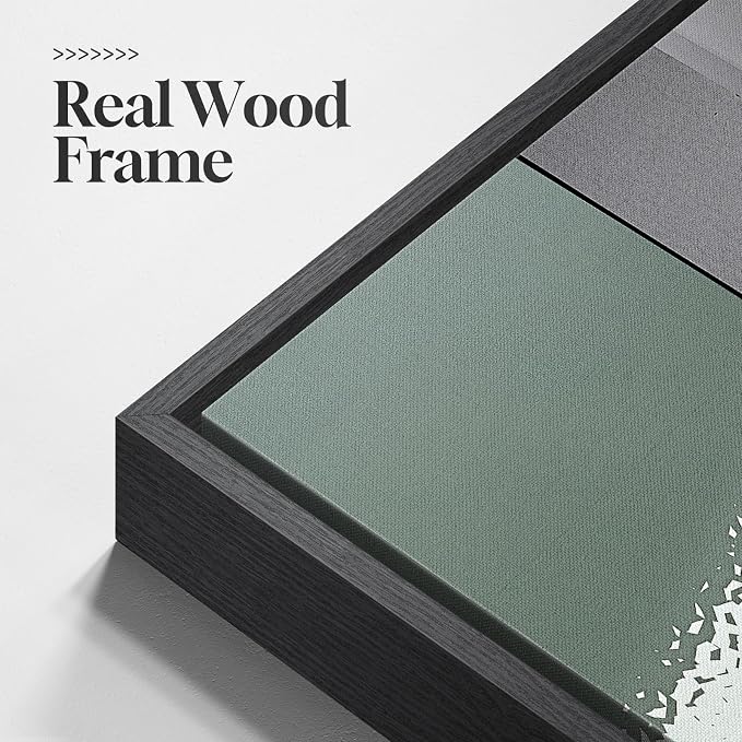 Large Framed Green and White Abstract Wall Art - Image 6
