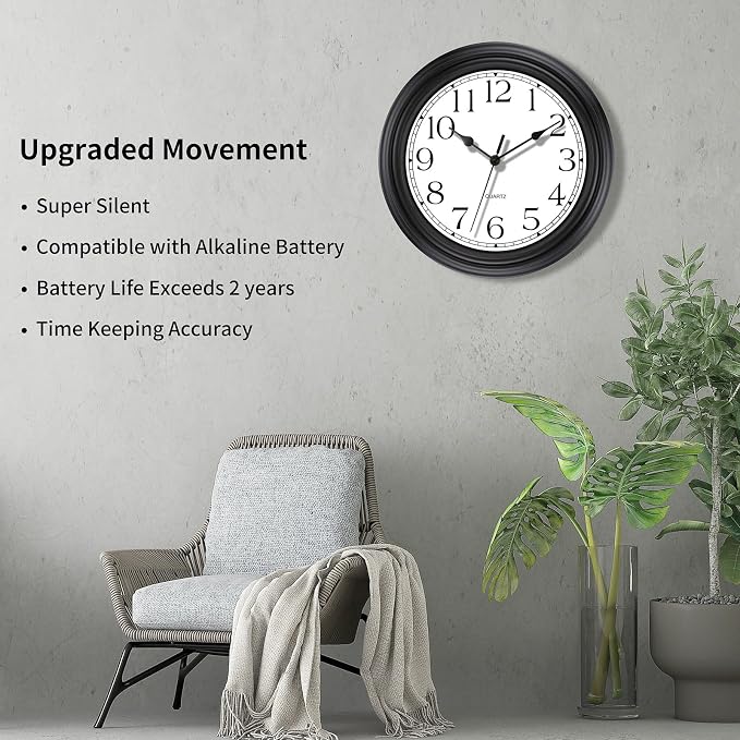 Foxtop Silent Non-Ticking Round Classic Clock Retro Quartz Decorative Battery - Image 3