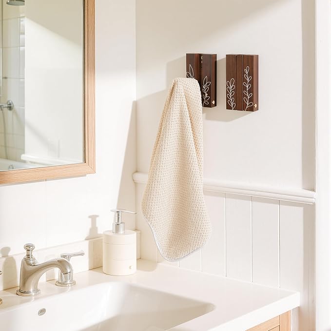 Rustic Folding Wall Hooks: Decorative Wooden Coat Hooks 2Pack Mounted - Image 8