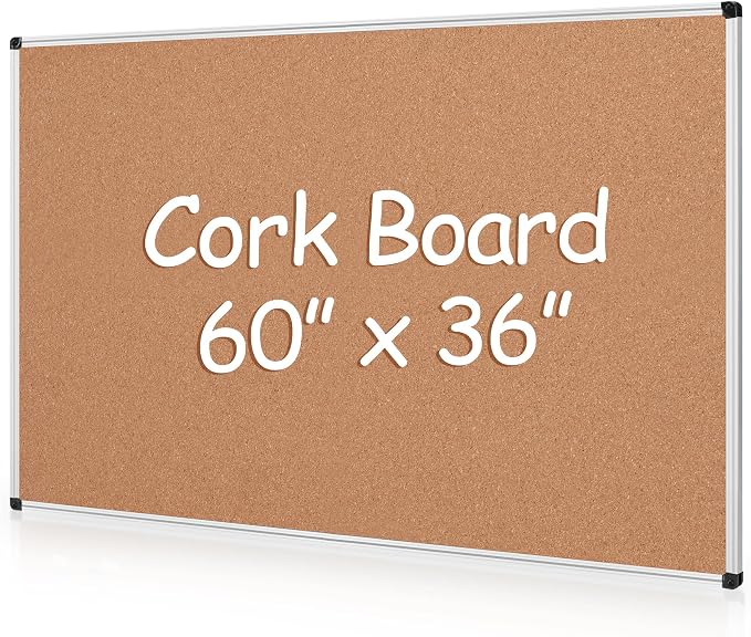 Extra Large Cork Bulletin Board 60" X 36", Wall Mounted Notice Pin Board by Justdowhatyouwanttodo