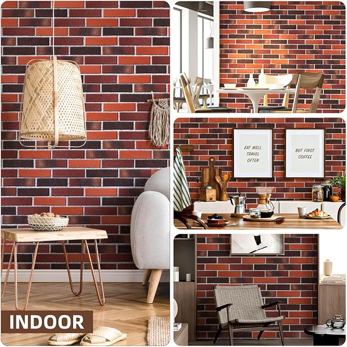 76pcs Red Thin Brick Veneers, Curlable Red Brick Tiles, DIY Accent Walls - Image 6