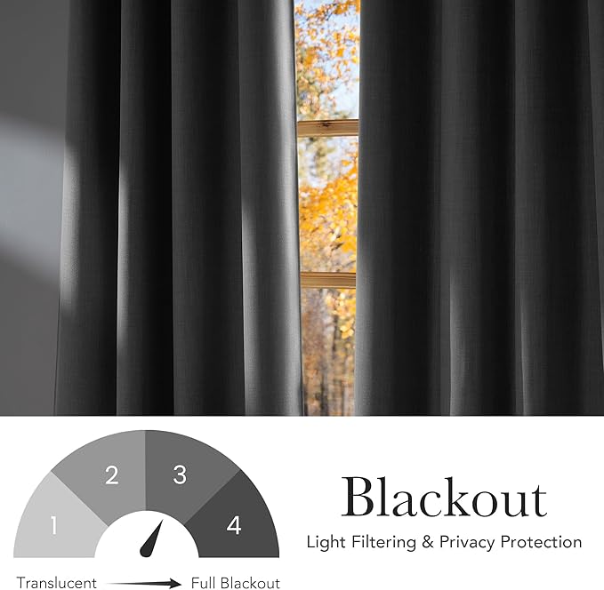 NICETOWN Short Faux Linen Light Grey Blackout Curtains 63 inches Long - Image 6