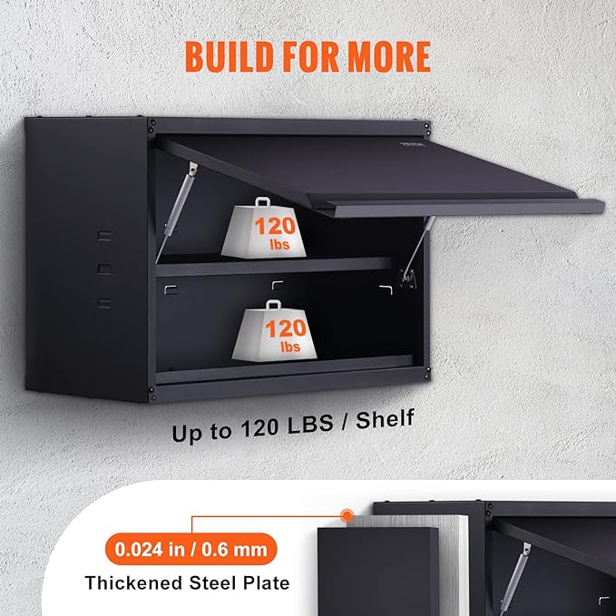 VEVOR Metal Storage Cabinet, 120lbs Load Capacity per Shelf, Press to Close & - Image 3