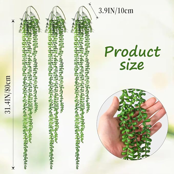 6pcs Artificial Succulents Hanging Plants, Fake Hanging Plant String of Pearls - Image 3
