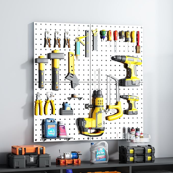Peg Board, 4 Pack White Peg Board Panels, 50lbs Load Capacity Each, Pegboard - Image 4