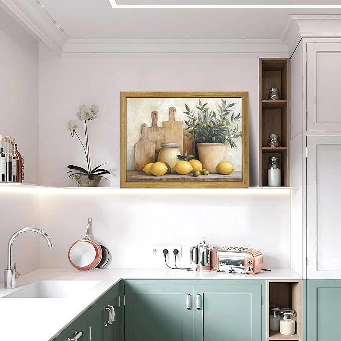 Wood Framed Vintage Kitchen Wall Art, Rustic Farmhouse Artwork Canvas Posters - Image 5