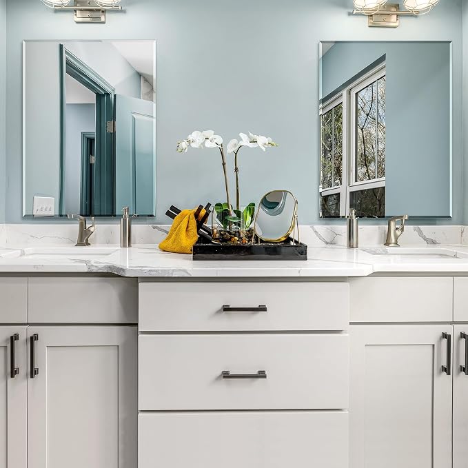Frameless Bathroom Mirror for Wall, Rectangle Beveled Edge Mirror for Over Sink - Image 4