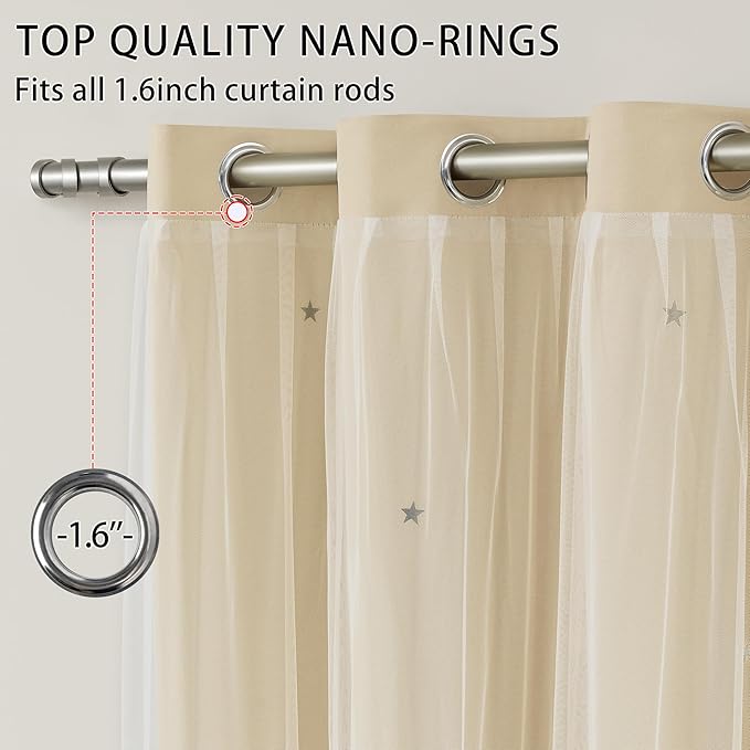 XiDi Curtains for Bedroom Decor Beige52/96/1 - Image 2