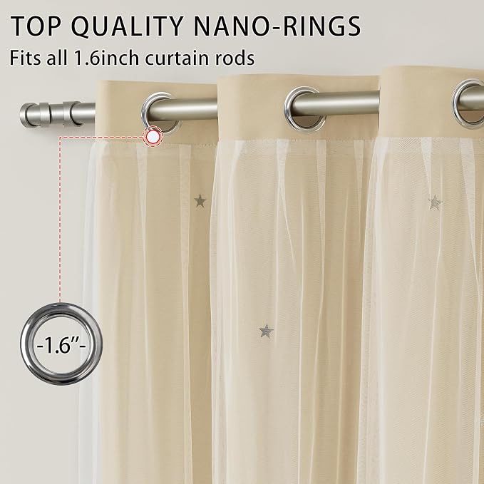 XiDi Curtains for Bedroom Decor Beige52/84/1 - Image 2