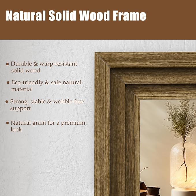 Full Length Mirror 71"x30", Large Solid Wood Frame Floor Mirror, Leaning Floor - Image 3