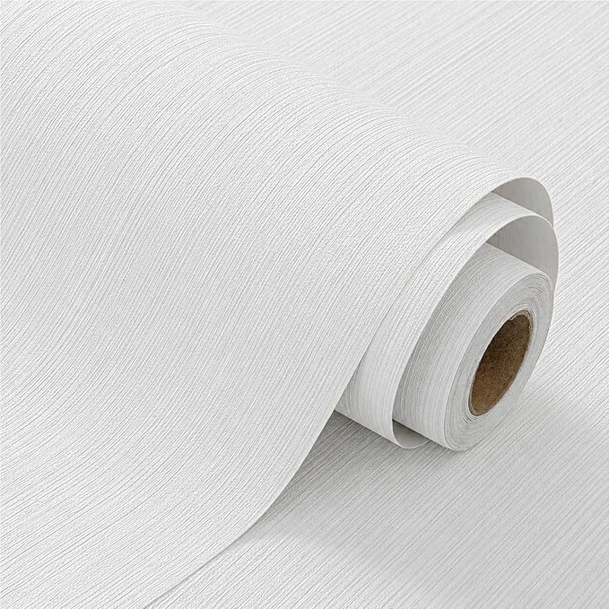FUKU MON Cream White Grasscloth Wallpaper Peel and Stick 24" x 394" Thickened by MeetyourallDIYneeds