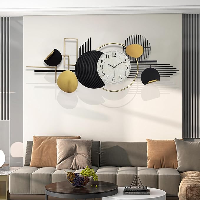 ERMOFAV Metal Wall Art, Abstract Modern Creative Geometric Round Art Decor 56" - Image 8