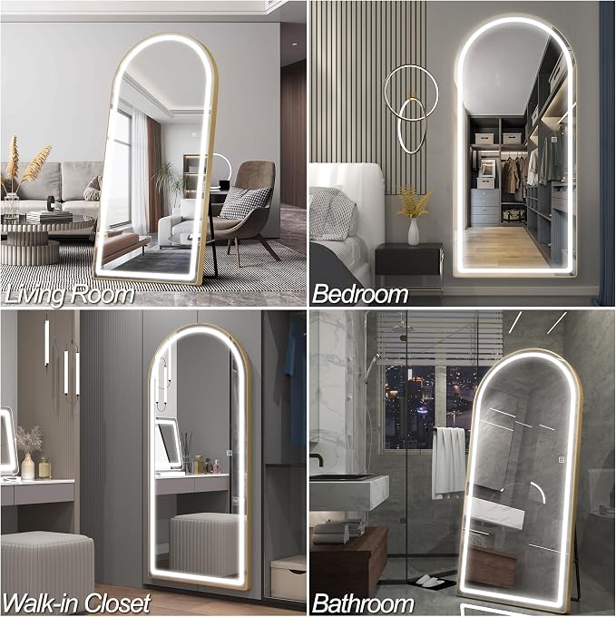 FENNIO Full Length Mirror with Lights, Free Standing Lighted Floor Mirror - Image 7