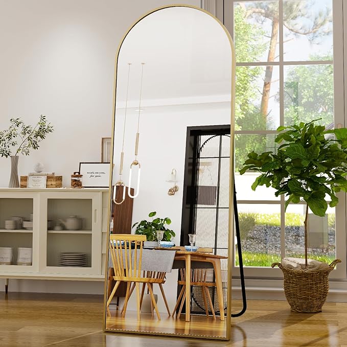 GLSLAND-21x64 inch Full Length Mirror-Aluminum Alloy Frame-Arch Mirror Full by GLSLAND