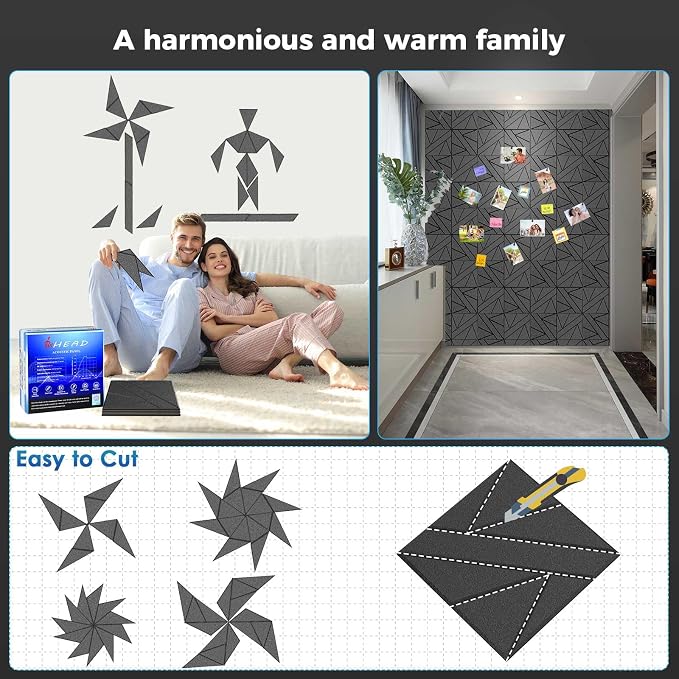 50 Pack Bulk Self-Adhesive Soundproof Wall Panels, 1.2lb/ft³ High Density - Image 4