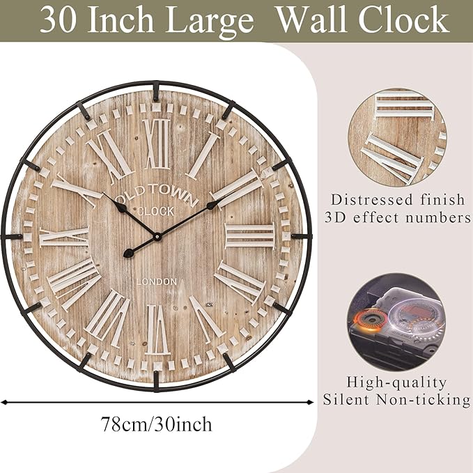 EMAX HOME 30 Inch Extra Large Wall Clock - Image 3