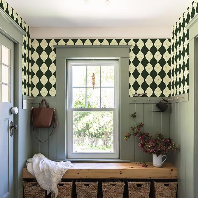 Simon&Siff Retro Peel and Stick Wallpaper Black and Green Wallpaper Vintage - Image 4