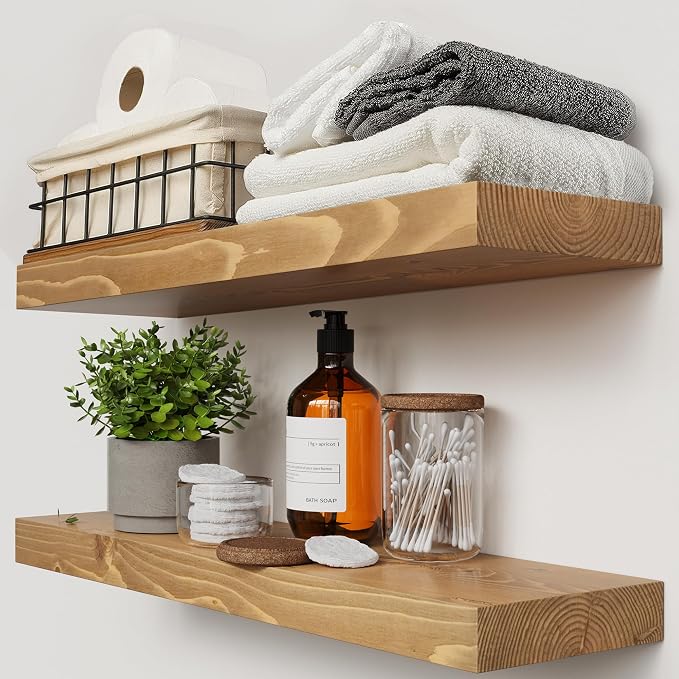BAOBAB WORKSHOP Natural Wood Floating Shelves by BAOBABWORKSHOP