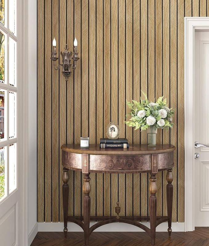 3D Brown Wood Wall Panels 197"x11.8" Acoustic Slat Wall Paneling Peel and Stick - Image 5