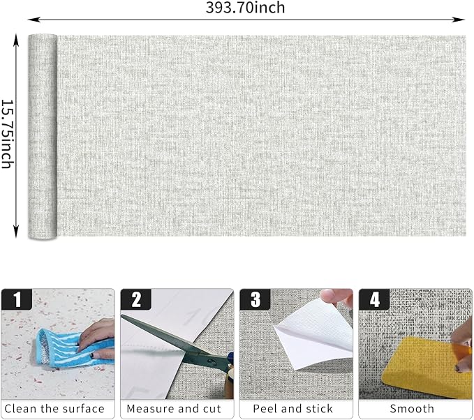 Grasscloth Peel and Stick Wallpaper, Waterproof Self Adhesive Removable Vinyl - Image 3