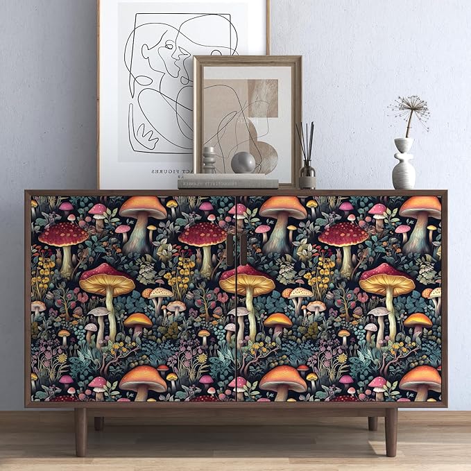BOKEBEVE Extra Long Wallpaper Peel and Stick Vintage Mushroom Contact Paper - Image 5