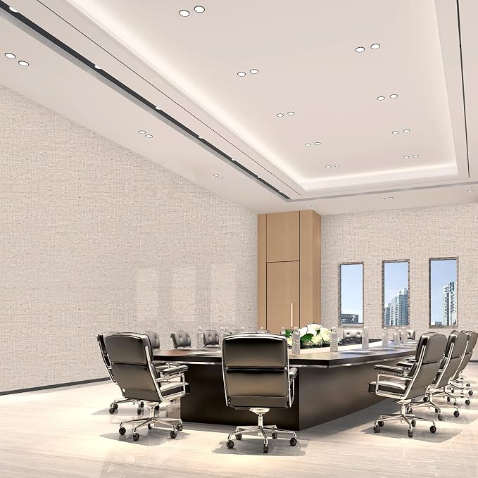 15.75"x590.6" Beige Grasscloth Wallpaper Peel and Stick Removable Textured Wall - Image 8