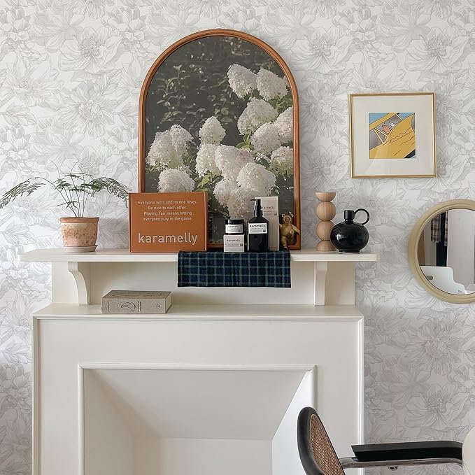 Ismoon Large Floral Peel and Stick Wallpaper Boho White/Grey Contact Paper - Image 7