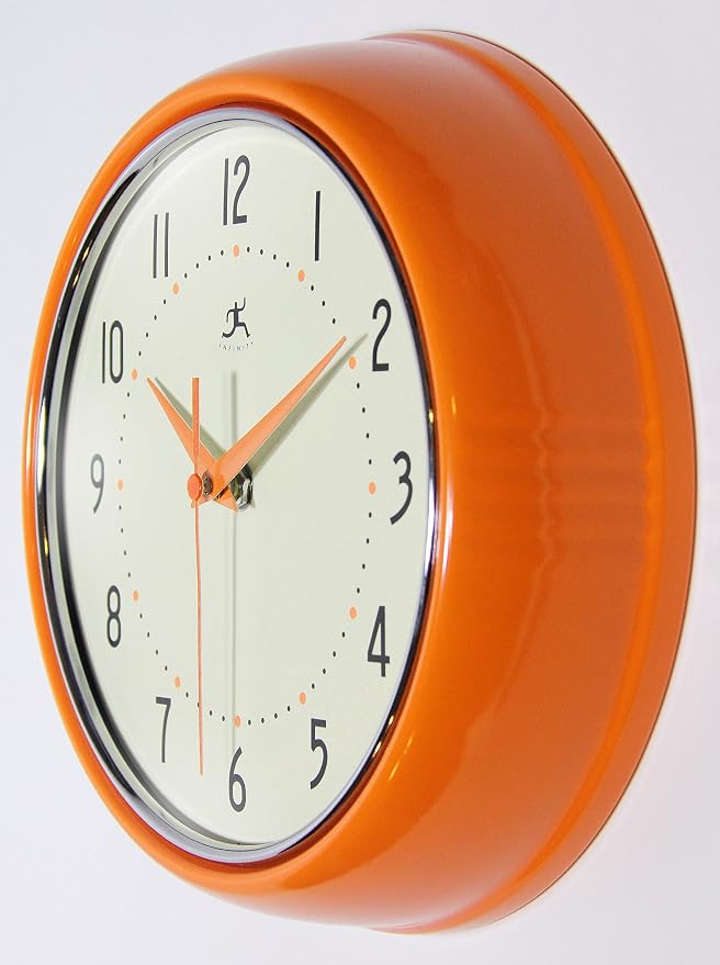 Infinity Instruments LTD. Retro 9 inch Silent Sweep Non-Ticking Mid Century - Image 3