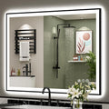 48x38 Black Framed LED Bathroom Mirror by Awandee