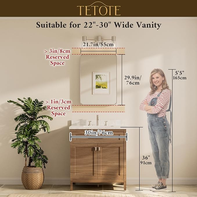 TETOTE Brushed Nickel Mirror 22 x 30 Inch - Image 8