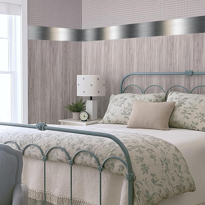 Metallic Stripe Wallpaper Border 196x4 Inch Peel and Stick Wall Border Silver - Image 7