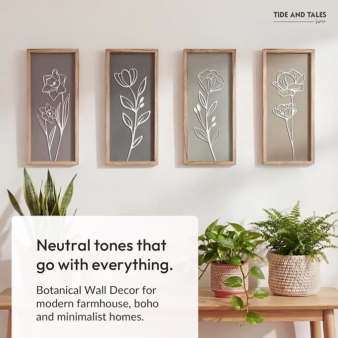 3D Wooden Floral Bathroom Wall Decor Lightweight, Ready-to-Hang Framed Wall Art - Image 8