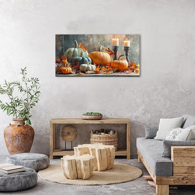 Pumpkin Wall Art Fall Kitchen Wall Decor Farmhouse Halloween Pictures Autumn - Image 2