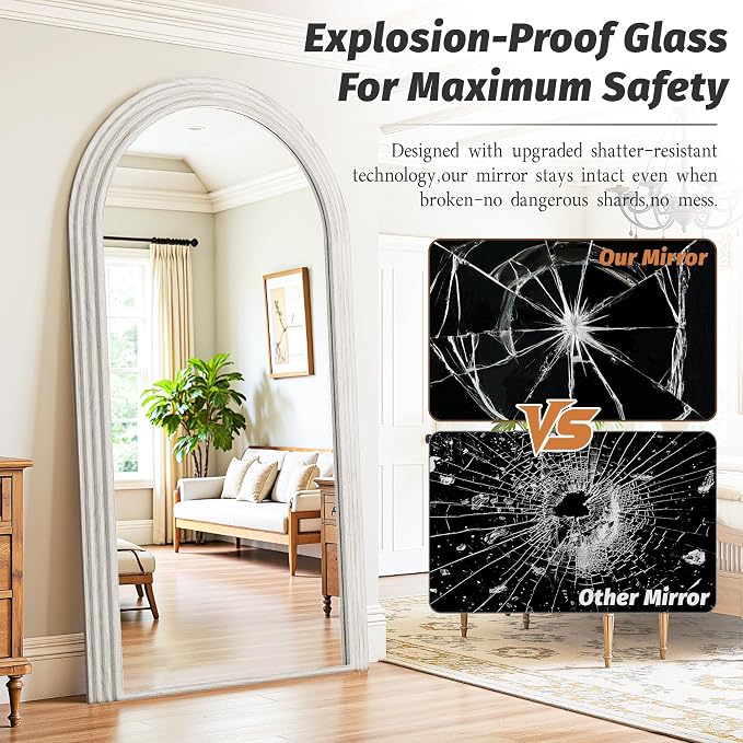 Antok Full Length Mirror 76"×41" Floor Mirror Standing Tall Mirror, Arched - Image 5
