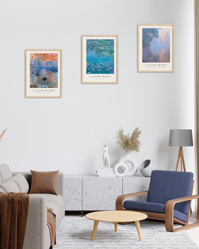 HesenDot Unframed Claude Monet Wall Art Set of 3, 12x16in Water Lilies - Image 3