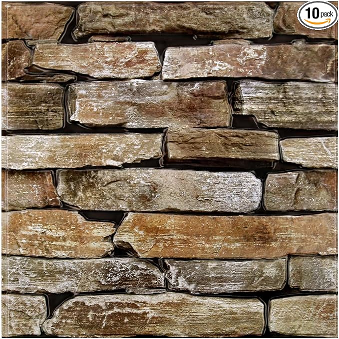 COMSTICKC 3D Faux Stone Wall Panel Peel and Stick Wall Sticker, Ultra-Light by COMSTICKCDECOR