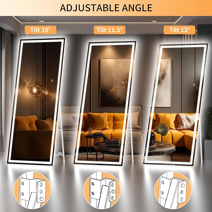 Hasipu Full Length Mirror with Lights, Full Body Dressing Hanging Mounted Mirror - Image 5