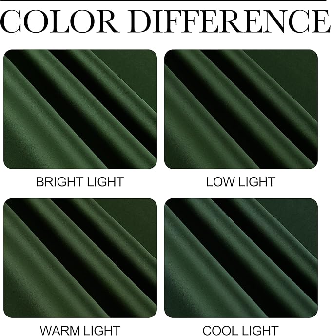 NICETOWN Dark Green Blackout Cafe Satin Curtains - Image 5
