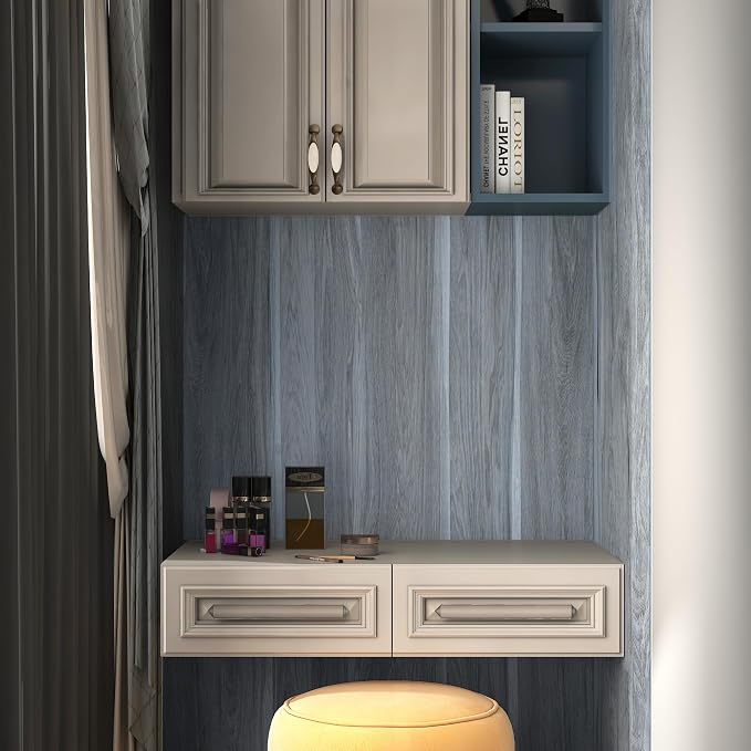 Grey Wood Grain Contact Paper Light Blue Wood Look Wallpaper Peel and Stick - Image 4