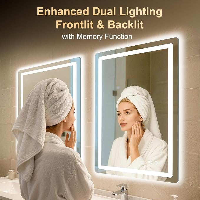 LED Bathroom Mirror, Smart Anti-Fog, Stepless Dimmable - Image 3
