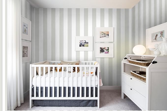 Guvana 17.7"×394" Grey and White Peel and Stick Wallpaper Striped Contact Paper - Image 5