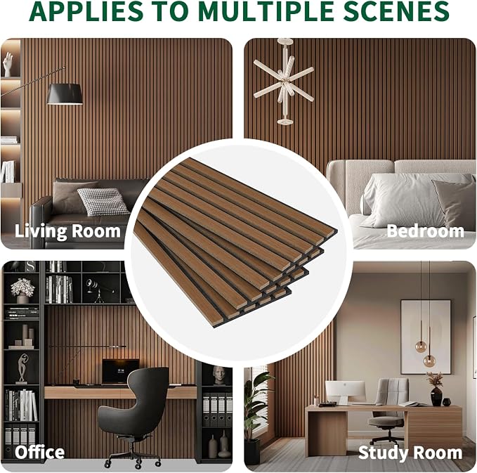 Wood Slat Acoustic Panels, 4 Pack 94" x 8" Wood Wall Panels, Soundproof Wood - Image 6