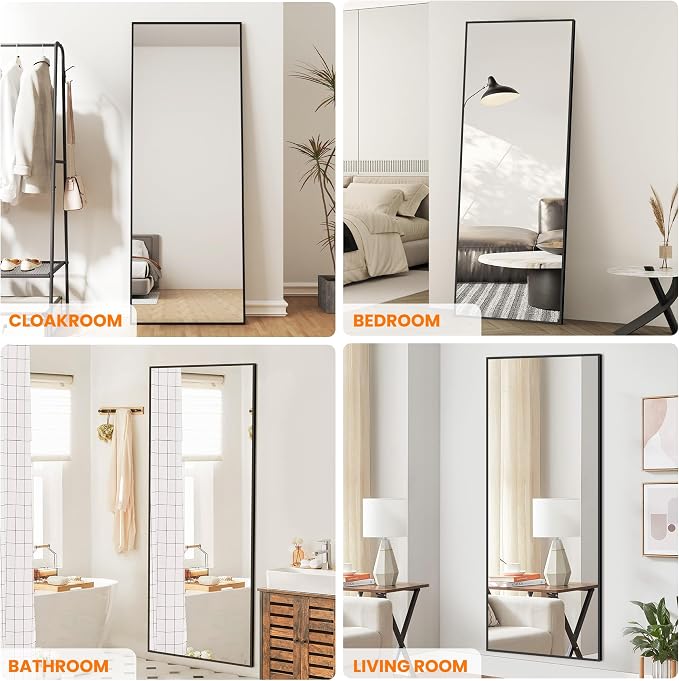 TRAHOME Full Length Standing Mirror, Free Standing or Wall Mount - Image 3