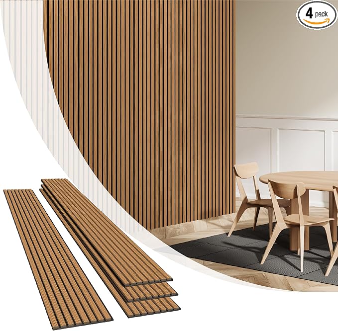 Olanglab Wood Wall Panels 4 Pack, Wood Slat Acoustic Wall Panels, 94.5"x12.6" by Olanglab