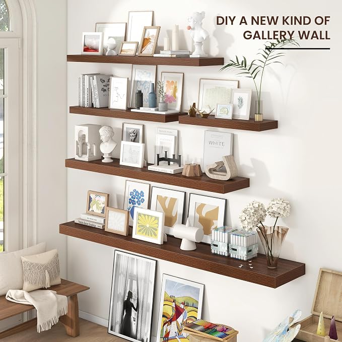 Floating Shelves for Wall 55 inch Long, Engineered Wood Large Wall Shelves - Image 6