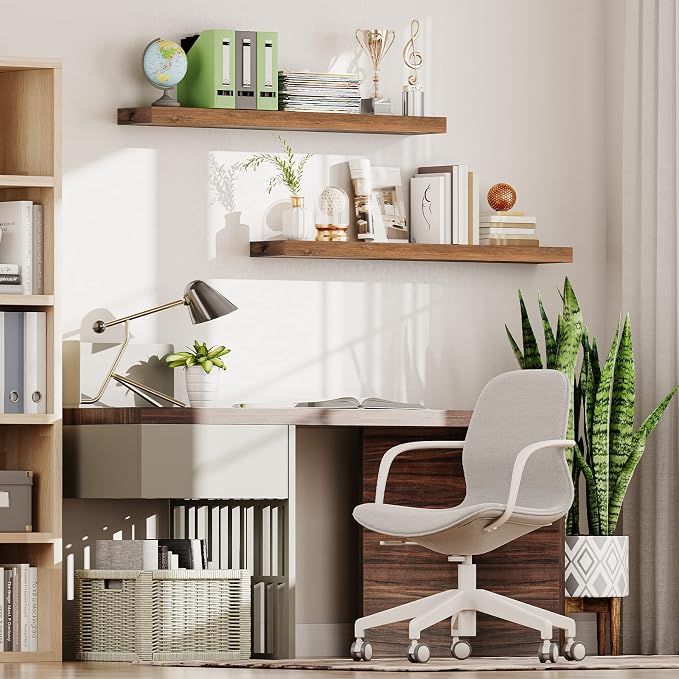 HOOBRO Floating Shelves for Wall, Wall Mounted Shelf Set of 2, 47.2" Hanging - Image 5