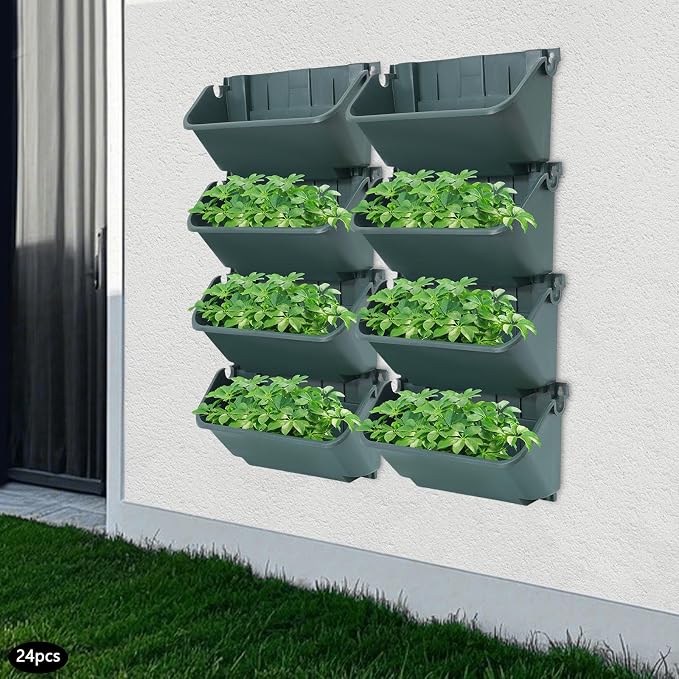 Vertical Wall Planter with 24 Pots, Hanging Garden Plant Flowerpot Holder - Image 6