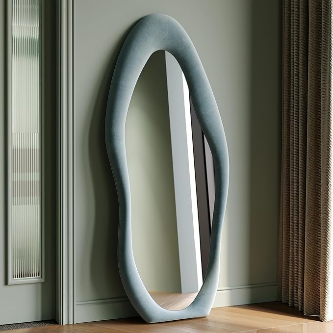 Honyee Full Length Mirror, Flannel Wrapped Wooden Frame Full Body Mirror by Honyee