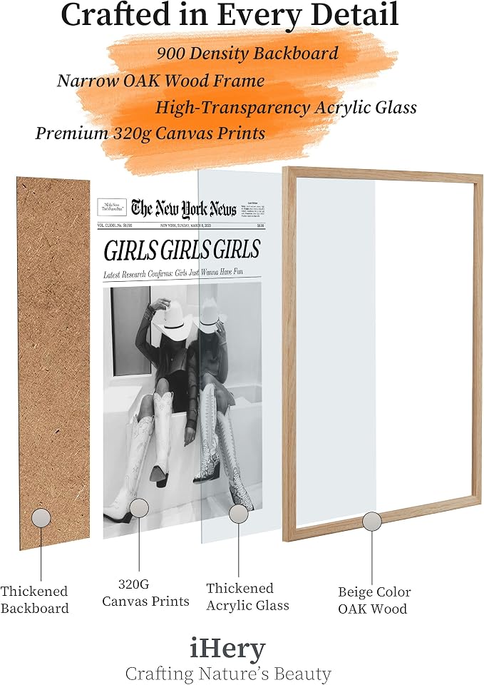 iHery Girls Just Wanna Have Fun Framed Trendy Cowgirl NewsPaper Wall Art - Image 4